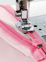 1入組縫紉機腳銀色鐵合金縫紉機配件適用於縫製拉鍊