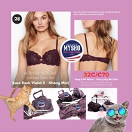 [Size 32C/C70 - 28] BBV Unlined Demi Premium Women's Bra, No Foam-Dark Violet