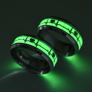2pcs/Set Heartbeat Pattern Glow In The Dark Ring Funky Heartbeat Pattern Ring Lighting Up In Dark Ni