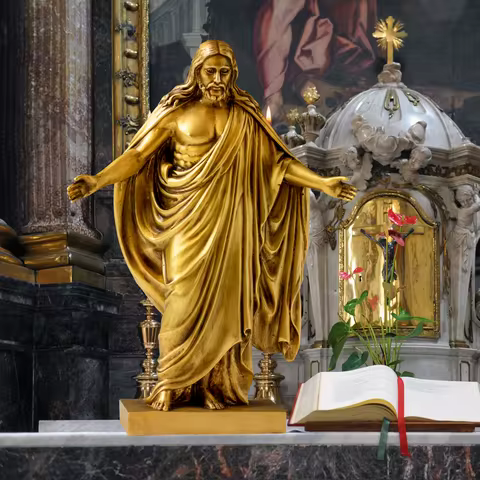 30cm Bronze Saint Jesus Statue Open Arms Blessing Jesus Christ Bronze Sculpture Home Church Decor Ch