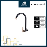 LATINA Black & Rose Gold Wall Sink Tap / Kitchen Sink Tap