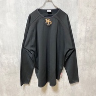 古著 Majestic PORTER 長袖標誌刺繡運動衫，黑色，XL 碼
