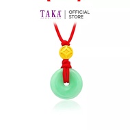 DA0 TAKA Jewellery 999 Pure Gold Coin Pendant with Jade Nylon Necklace