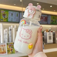 600ML Sanrio Hello Kitty Pochacco Transparent Straw Cup Anime Cartoon Kuromi Cinnamoroll For Kid Kawaii Bottle Water Cup Gifts