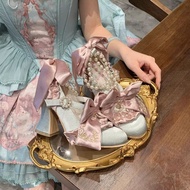 Lolita High Heels Velvet Elegant My Palace Style Princess Shoes Sweet Lolita Shoes cos High Heels C