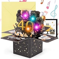 OFFCUP 40th Birthday Card 3D Greeting Card with Music and Light 40th Birthday Pop Up Card Happy Birt