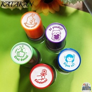 KATAKAN 5Pcs Teacher Seal Stamp, Praise Set Award Spanish Seal, Cartoon Encourage Students Durable C