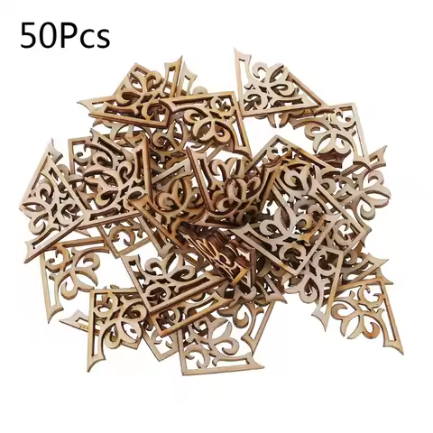 50pcs Laser Cut Wood Embellishment Wooden Shape Craft Wedding Decor For Wood DIY Handmade Craft