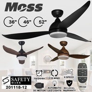 【In stock】Moss DC Motor 3 Blade Ceiling Fan with 3 Tone LED Light Kit and Remote Control 3HND