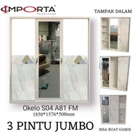 Lemari Pakaian Besi 3 Pintu & 4 Pintu Sliding Import Lemari Baju Besi