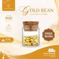 【FREE Bottle】0.1g Pure Gold 999 (24K) High Polish Solid Gold Bean 小金豆 Investment Gold | ELEGOLD
