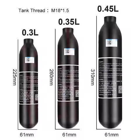 4500Psi 300Bar 0.3L 0.35L 0.45L Aluminium Cylinder HPA Tank High Pressure Bottle Diving Scuba Huntin