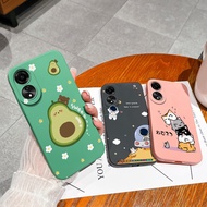Case For Oppo A58 A58X A78 4G 5G Phone Casing Cute Fashion Avocado Square Liquid Soft Protection She