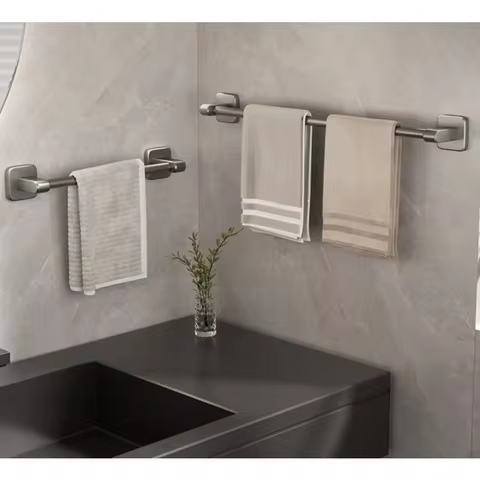 Wall Mounted Towel Rack Bathroom Storage Rack No Drilling Bathroom Horizontal Bar Towel Rack Kitchen