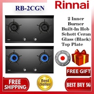 Rinnai RB-2CGN 2 Inner Burner Built-In Hob Schott Ceran Glass (Black) Top Plate | Made in Japan | Free Shipping | Gifts|