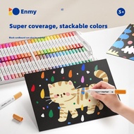 ENMY Akrilik Marker Pen Dual-tip 12-80 Warna untuk Bekalan Seni DIY Alat Lukisan Serbaguna di Pejaba