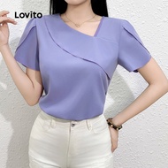 Casual Plain Asymmetrical Morandi Color Series Blouse for Women L132ED539