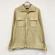 ARMANI JEANS 長袖襯衫外套，寬邊米色，L 碼（古著）