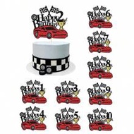 Racing Theme 1st/2nd/3rd/4th/5th/6th/7th/8th/9th/10th Birthday Cake Toppers, Racing Flag Decor For B