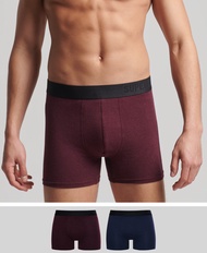 Superdry Organic Cotton Offset Boxer Double Pack - Navy/Burgundy