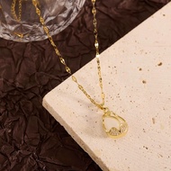 (37) Titanium Tulip Flower Necklace Coffee Broken Chain PTK-69