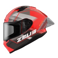 [ZEUS Official Merchandise ZS-826 BK17 Red Black Silver Full Face Helmet Big Duck Tail Deflector Dou