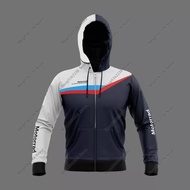 New For BMW Motorrad Motorsport Racing Motorcycle Riding Jacket BlueWhite Men's Zipper Fleece Hoodie Keep Warm Two Pockets