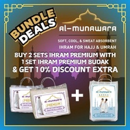 KAIN IHRAM LELAKI - 2 Sets Ihram Dewasa 1000g + 1 Set Ihram Budak 500g (PREMIUM) Soft and Cool With 