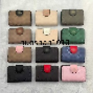 CW786 C0082 Medium Corner Zip Wallet Leather Women Fold Over Short Card Coin Purse Dompet Wanita 786