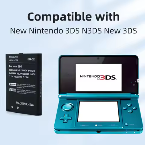 PHOMAX KTR-003 Battery 1500mAh 3.7V Rechargeable Lithium Batteries for New Nintendo 3DS N3DS New 3DS