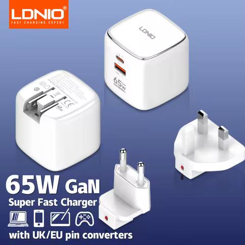 LDNIO 65W USB C Charger GaN Charger Multi-port Type C Travel Adapter For MacBook iPad iPhone 15 14 P