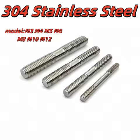 Double End Thread Rod Stud Bolt M3 M4 M5 M6 M8 M10 M12 304 Stainless Steel Lengthen Equal Length Dua