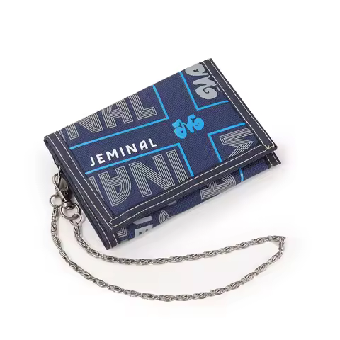 Teens Chains Wallet Trifold Boys Canvas Sport Clutch Coin Purse Women Leisure Money Folder Bag With 