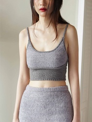 knitCircle - LOLITA Camisole (2 สี) knitCircle x Van เสื้อสายเดี่ยวไหมพรม ลายทอเรียบ ผสมกับเส้นด้ายข