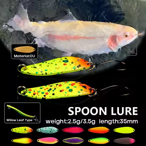 New 2.5g/3.5g Willow Leaf Shaped Spoon Fishing Lures Full Swimming Layer Copper Spinner Bait Luminou