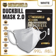 Medishield Medi 6D 2.0 White 10pcs Bundle Pack Duck Bill Mask Face Mask Duckbill Face Mask Pelitup Muka Earloop Mask 4ply 4 layer Medical Mask 3D Mask Duckbill Mask (MDA Approved)