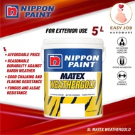 Nippon Paint 5L Matex Weathergold Exterior Wall Paint Cat Dinding Luar Rumah Cat Rumah Interior Paint Dinding Cat Dalam