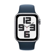 Apple Watch SE(2023) LTE版 44mm(S/M)銀色鋁金屬錶殼配風暴藍色運動錶帶(MRHF3TA/A)