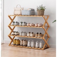 Delicat 4-Tier Foldable Shoe Rack VAVY04 Size 25x70x68 Cm. Natural Wood Color Furniture Home Living 