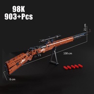 Military WW2 98K AWM Sniper Rifle Model Building Blocks MOC Technical Game Gun PUBG Army Weapons Bri