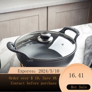 Thick Cast Iron Ingot-Shaped Pot Stew Pot Old-Fashioned Traditional a Cast Iron Pan Thermal Cooker Binaural Soup Pot Unc