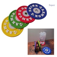 Super 4 Pieces Silicone Coaster Colorful Barbell Shape Coaster Set Silicone Drink Coaster Silicone M