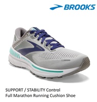 BROOKS Adrenaline GTS 22 Grey Women (1D Wide cutting)  (Support/ Flat foot) For Running / Jogging / 