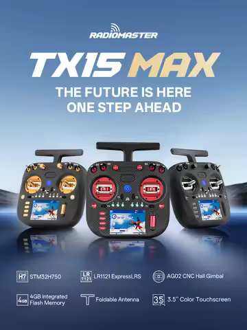 Radiomaster TX15 MAX Remote Control ExpressLRS AG02 CNC HALL GIMBAL LR1121 3.5inch Color Touchscreen