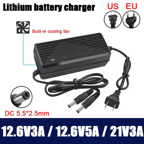 12.6V 5A 3A 18650 Lithium Battery Charger for 21V3A with Cooling fan li-ionBattery Fast charging Cha