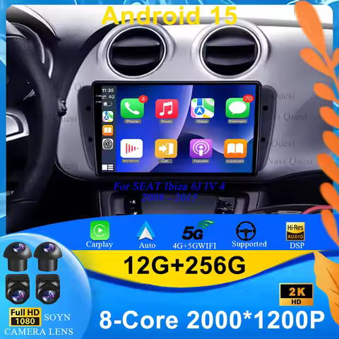 Android 15 For SEAT Ibiza 6J IV 4 2008 - 2015 2K QLED Stereo Car Radio Multimedia Video Player 5G GP