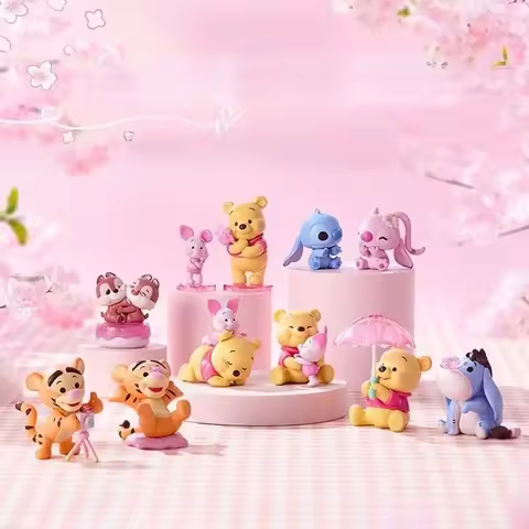 MINISO Disney Sakura Season Series Spring Sweet Talk Blind Box Winnie the Pooh and Stitch Figurines
