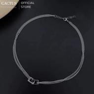 Dây chuyền xích layer mặt vuông kết hợp cá tính Vòng cổ của Tan Jianci thép titan không gỉ - Cactus