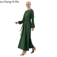 Muslim Jubah Putih Muslimah Solid Color Dress Dress Jubah Maxi Baju Raya Dress