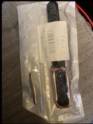 小米4手環黑色碳纖維錶帶配玫瑰金不鏽鋼包邊